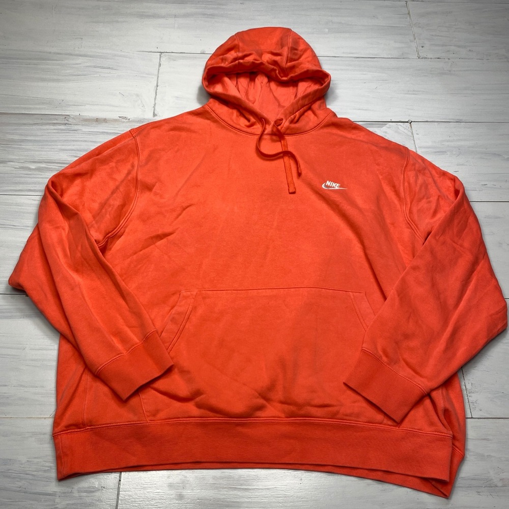 Nike Hoodie Mens XXL Orange Club Fleece Pullover BV2654-850 Gym Activewear